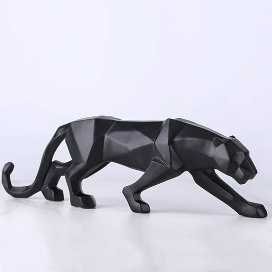 Resin Leopard Statue Modern Abstract Geometric Style Animal Panther Figurine Home