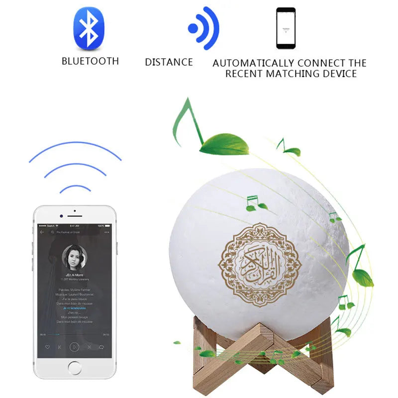 Islam Bluetooth Speakers Quran Wireless Muslim 3D Moon Touch Night Light Quran