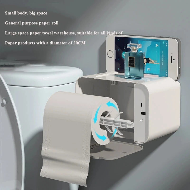 Induction Toilet Paper Holder Shelf Automatic Paper Out Wc Paper Rack Wall-Mounted