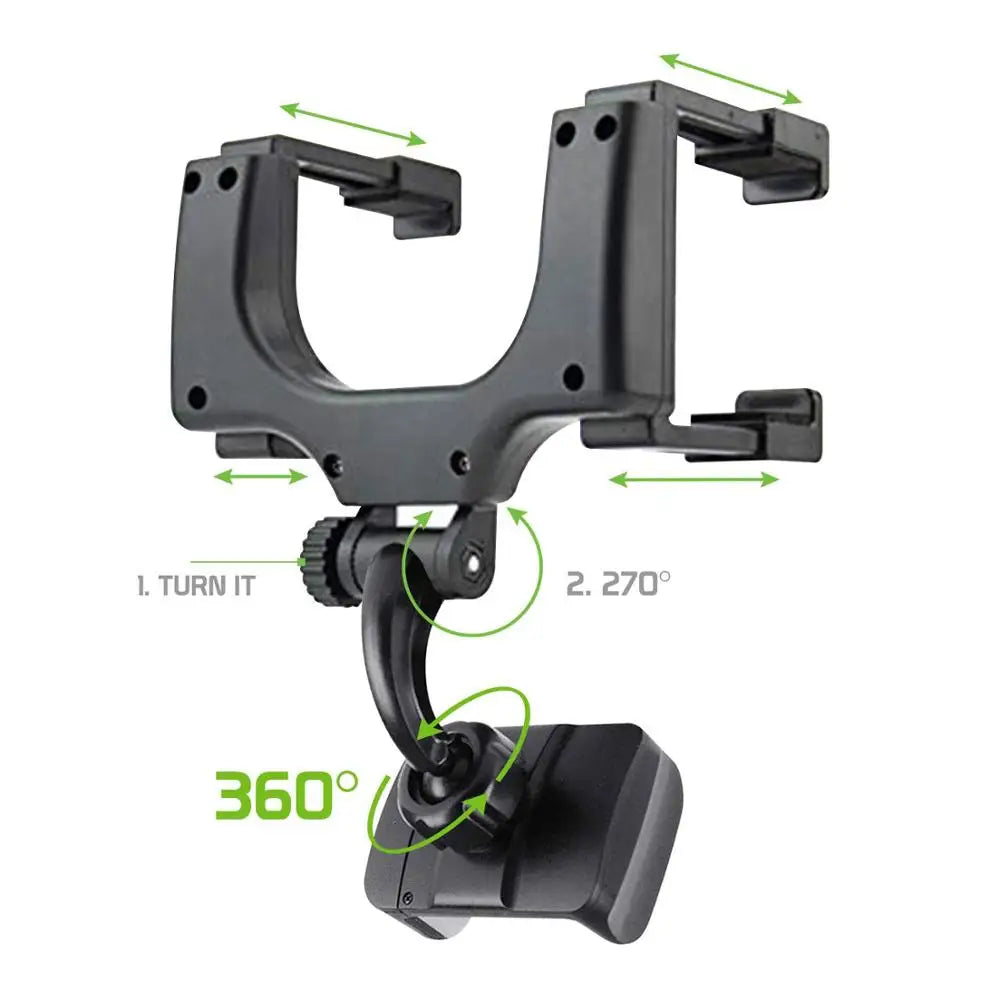 360° Car Mirror Telescopic Smart Phone Holder Mount Mobile Phone Support Stand Car GPS